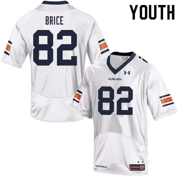 Auburn Tigers Youth Hayden Brice #82 White Under Armour Stitched College 2021 NCAA Authentic Football Jersey CGX1374PB